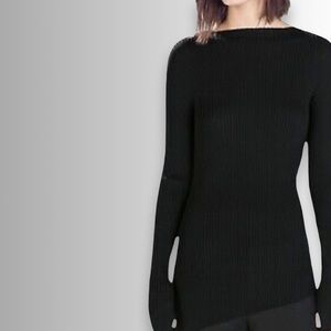 Zara Knit Brown Boat Neck Asymmetrical Hem & Sleeve, Lightweight, Size Small